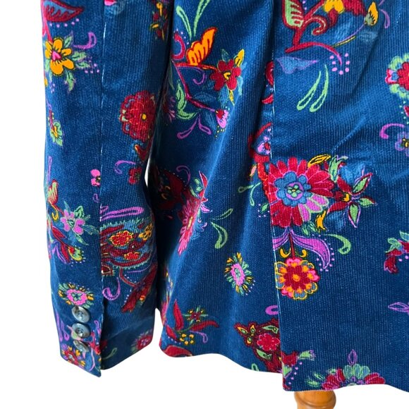 Modcloth XL Blazer Jacket Fall Blue Corduroy Stretch Boho 70s Retro Cottage RARE - Picture 7 of 17